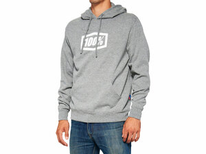 100% Icon Pullover Hoodie  S Heather Grey