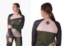 Muc Off Long Sleeve Womens Riders Jersey  Unisex L Green Pink Leopard